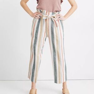 NWT! Madewell Tie-Waist Huston Pull-On
Crop Pants in Stripe Size Medium